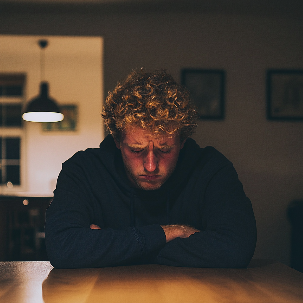 Eine Nahaufnahme eines emotionalen Mannes | Quelle: Midjourney