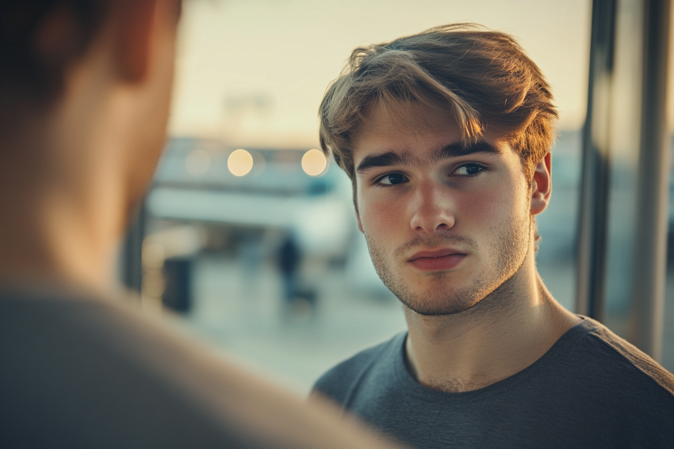 Ein Mann sieht seine Schwester an | Quelle: Midjourney