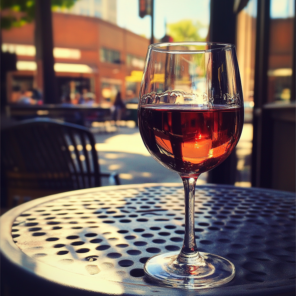 Ein Glas Wein auf einem Tisch | Quelle: Midjourney