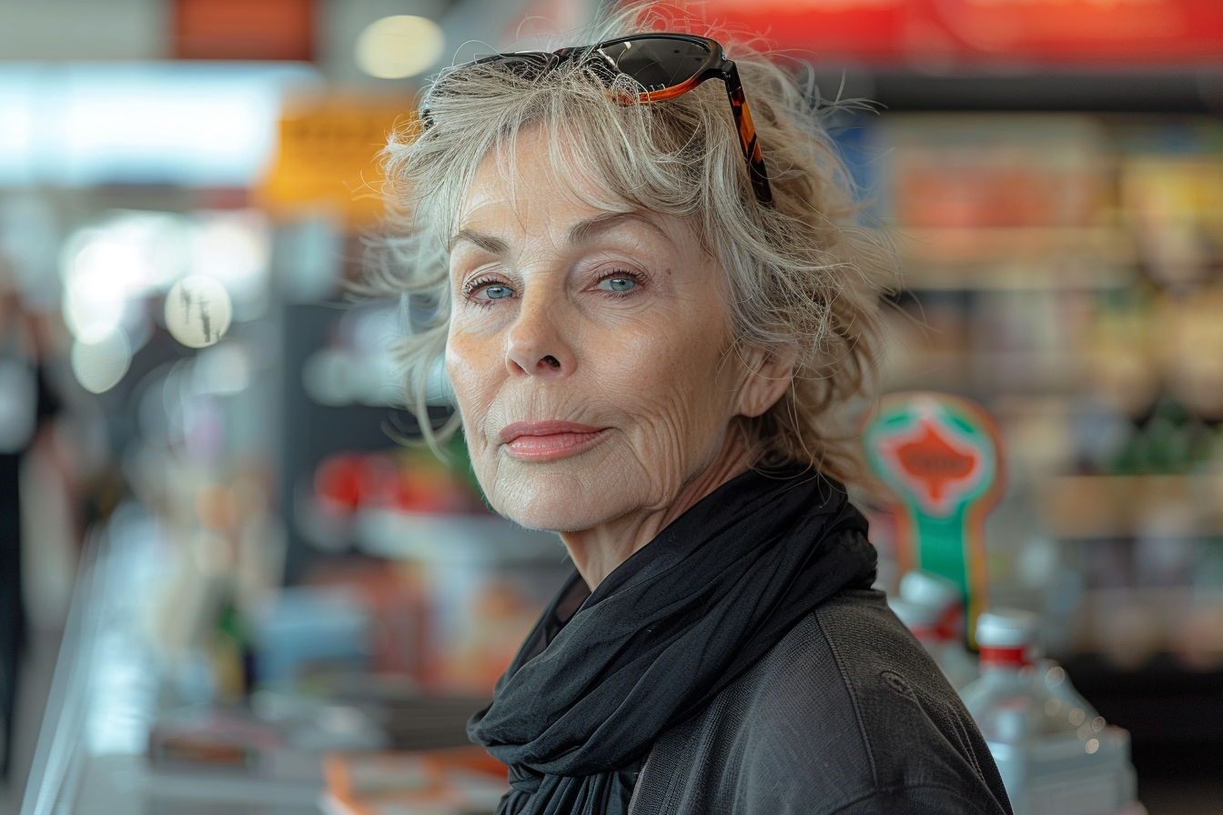 Eine Frau mittleren Alters in einem Supermarkt | Quelle: Midjourney