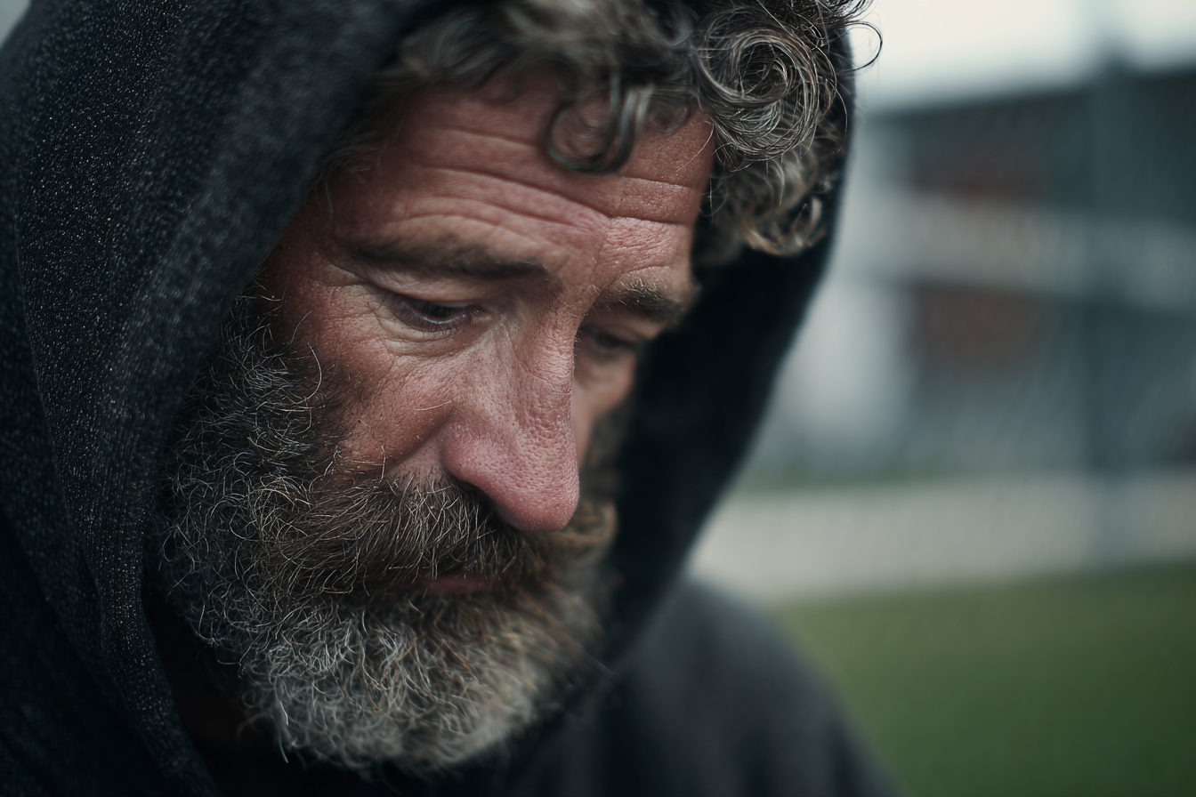 Ein Mann schaut nach unten | Quelle: Midjourney