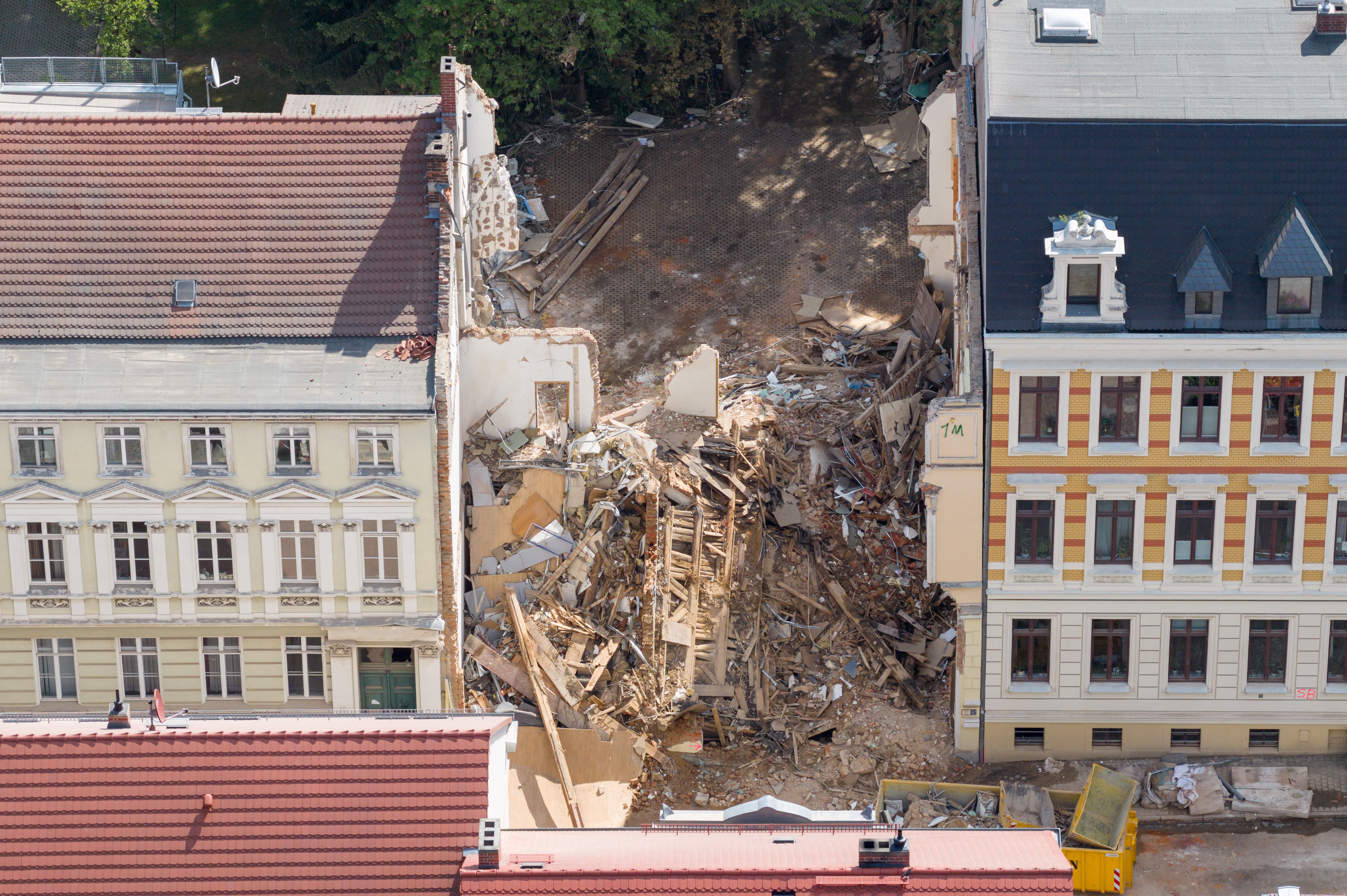 Die Trümmer des eingestürzten Hauses in Görlitz, Sachsen am 22. Mai 2026 | Quelle: Getty Images