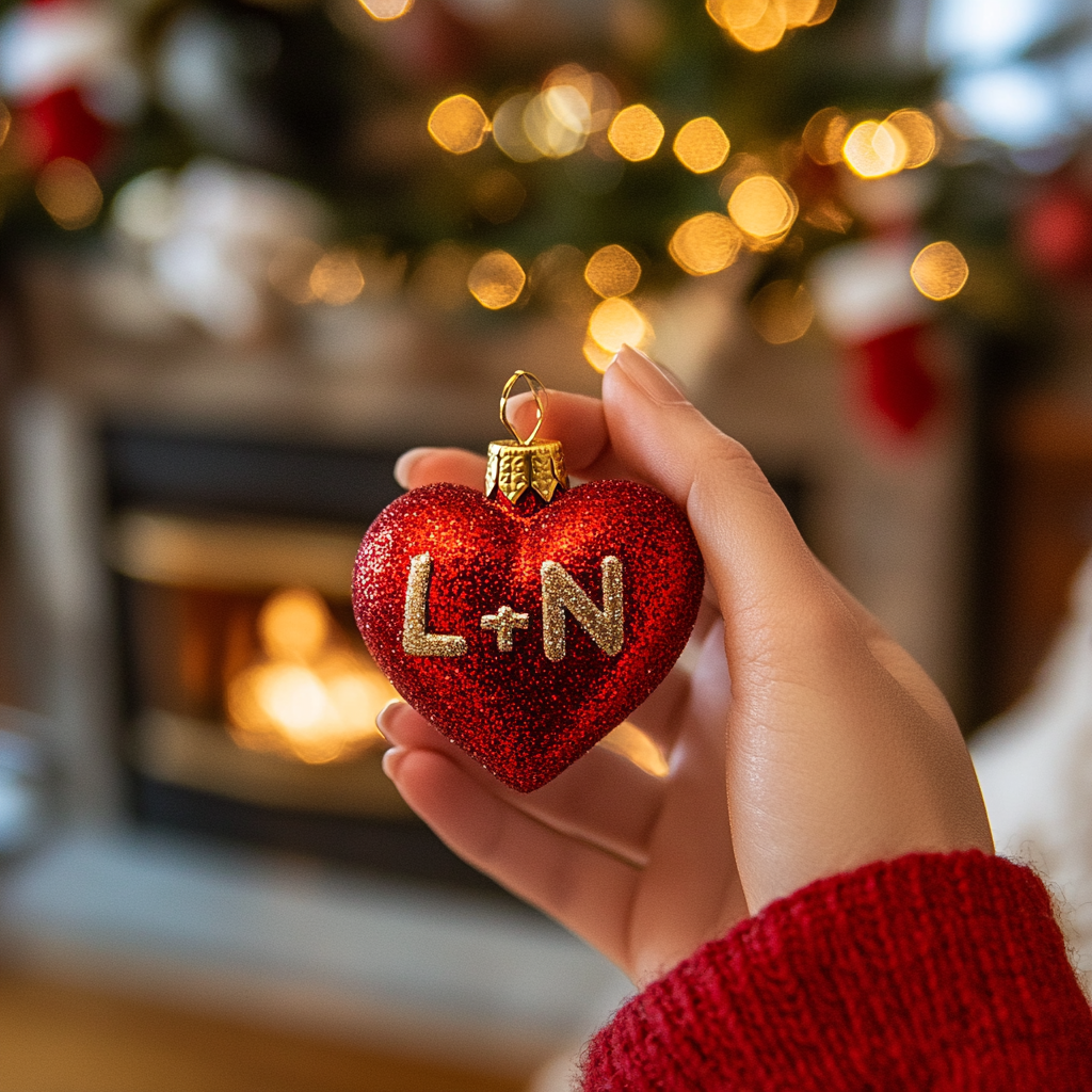 Eine Frau hält einen Weihnachtsschmuck | Quelle: Midjourney