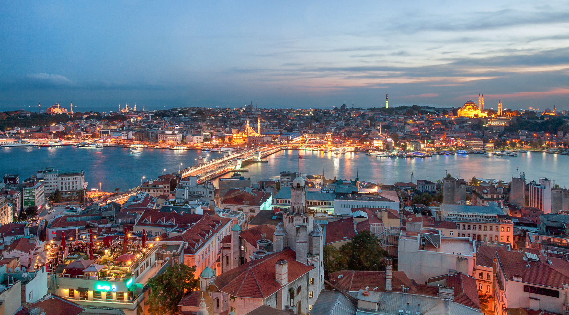 Panorama von Istanbul und dem Bosporus bei Sonnenuntergang | Quelle: Getty Images