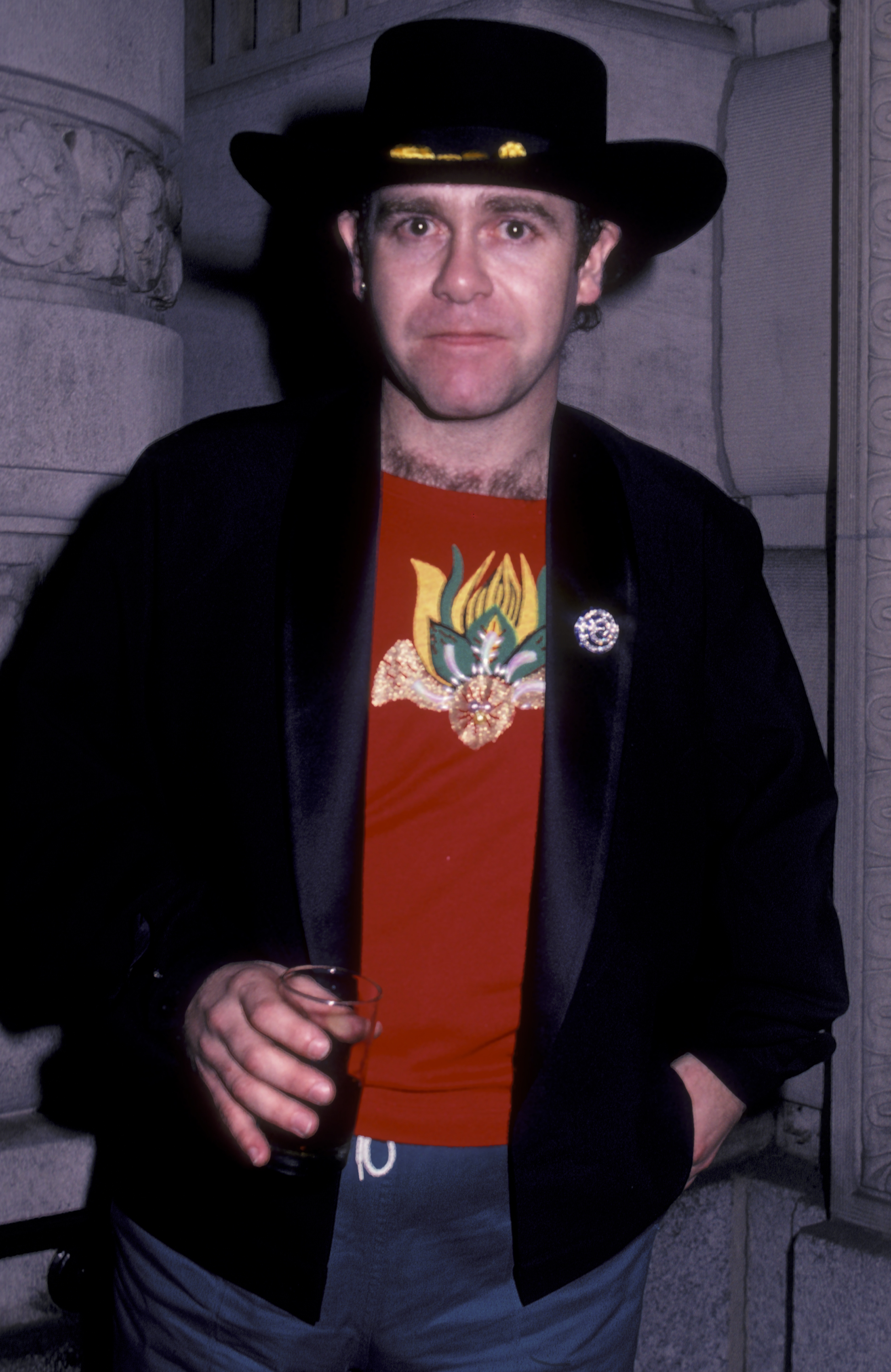 Elton John bei seiner Konzertparty am 6. August 1982 in New York City | Quelle: Getty Images