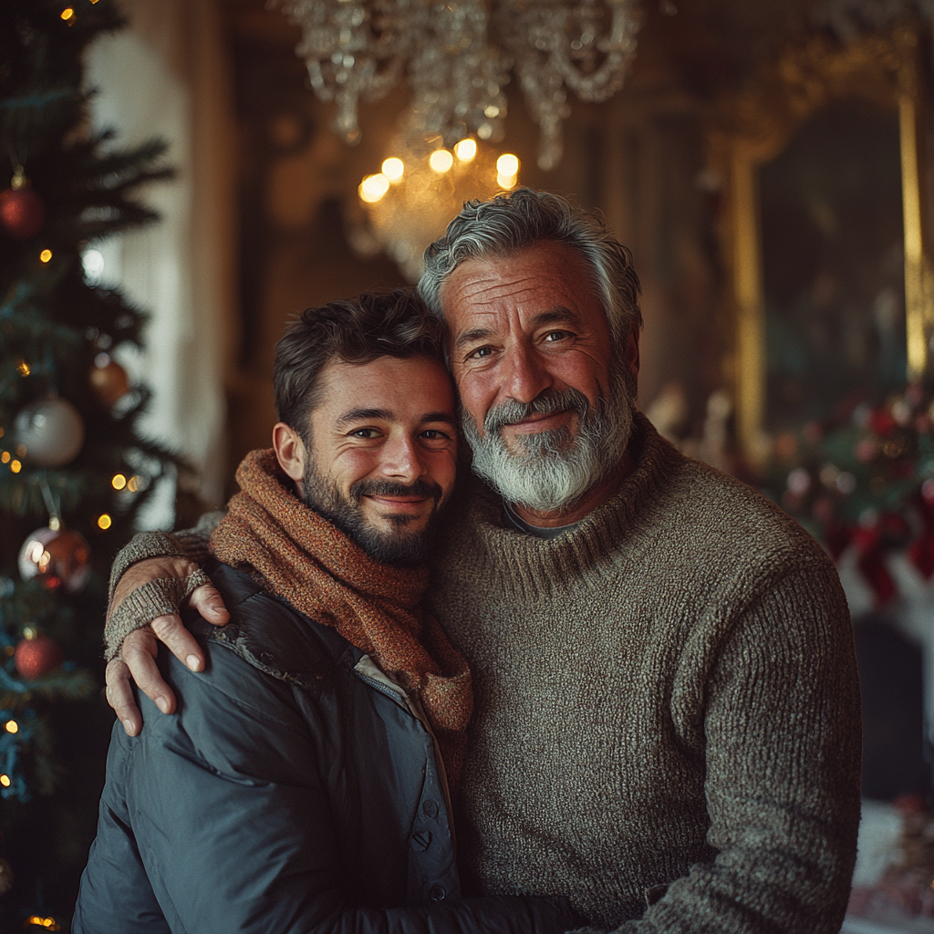 Ein Vater und sein Sohn umarmen sich | Quelle: Midjourney