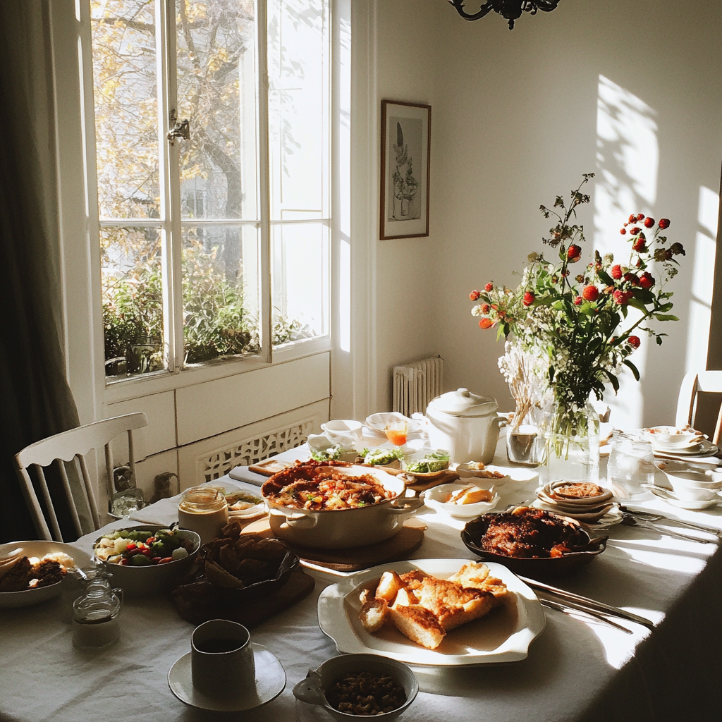 Essen auf einem Tisch | Quelle: Midjourney