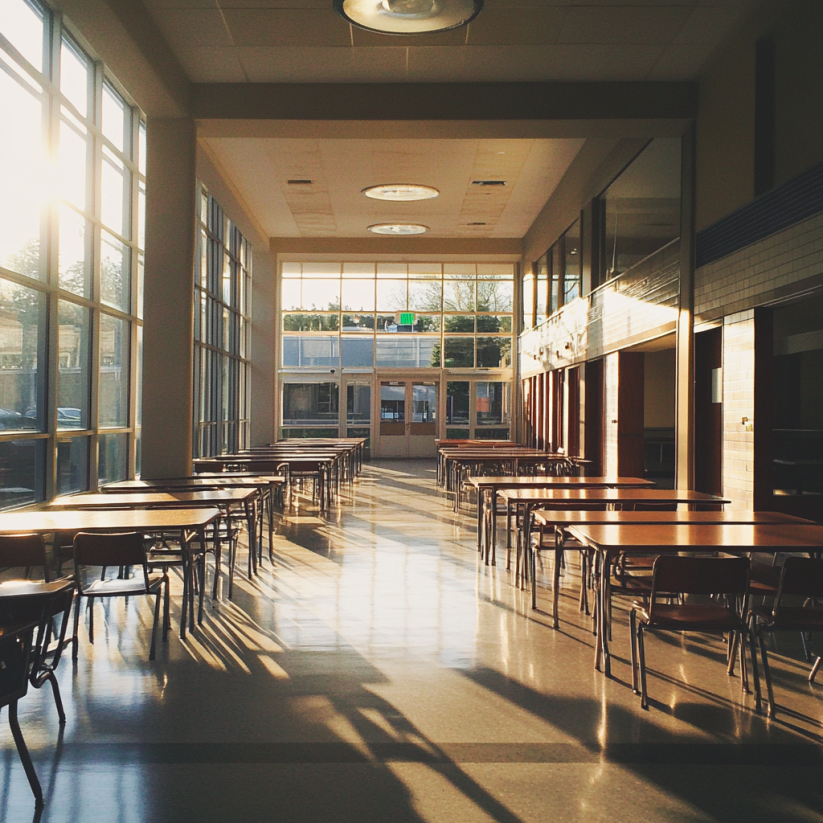 Das Innere einer Schulcafeteria | Quelle: Midjourney
