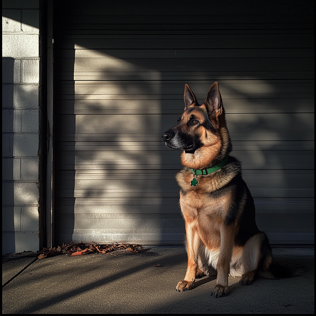 Ein Hund, der draußen sitzt | Quelle: Midjourney