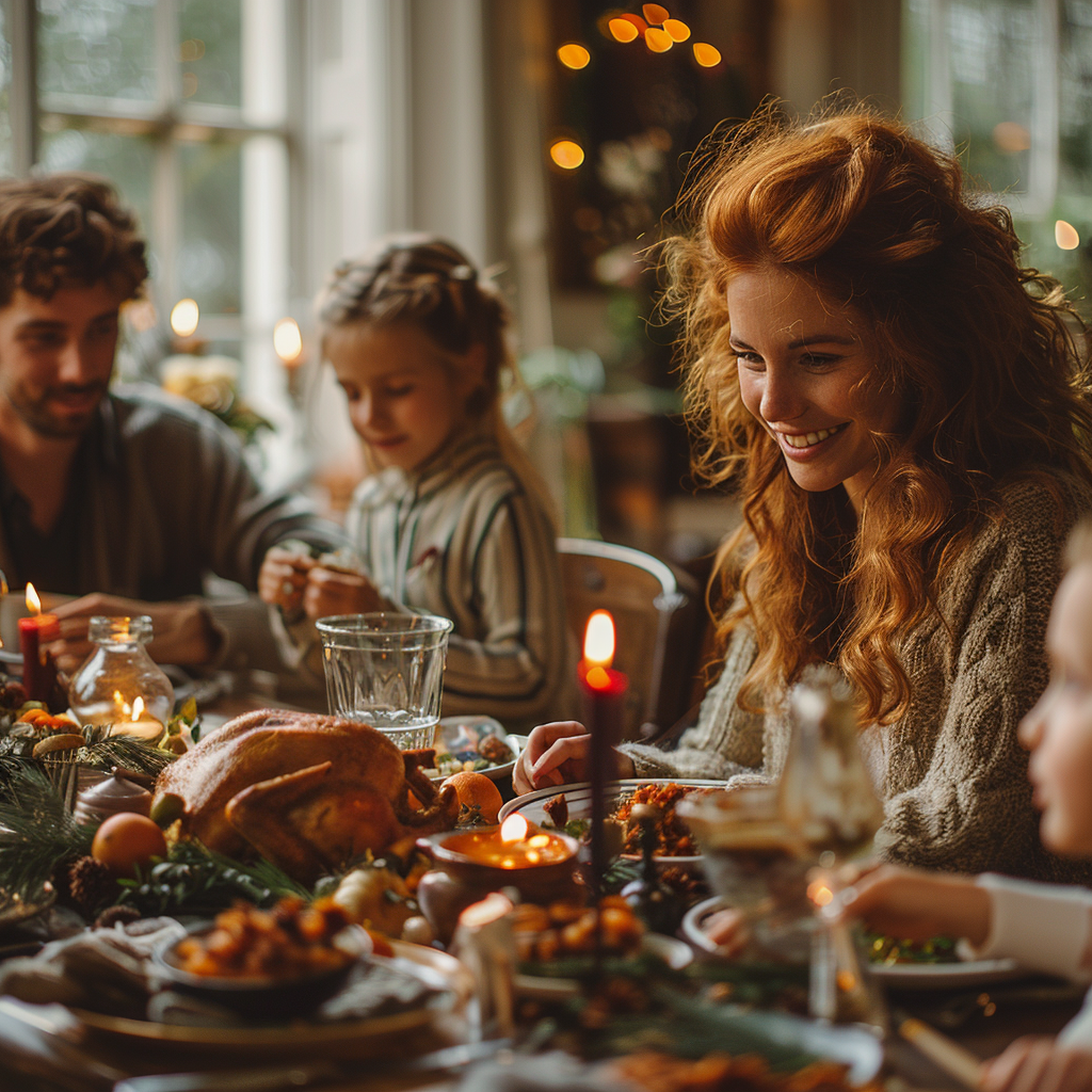 Anna genießt das festliche Familienessen | Quelle: Midjourney