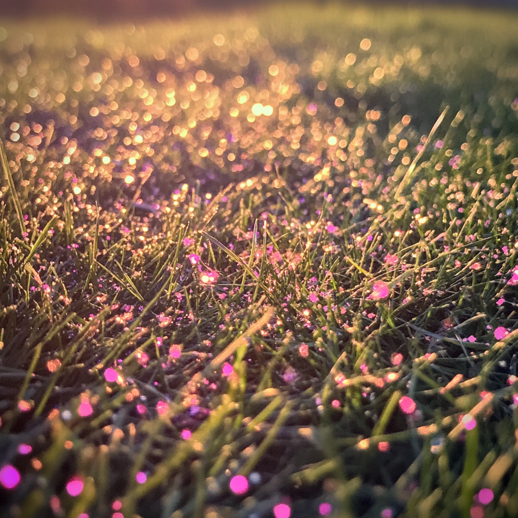 Rosa Glitzer auf dem Gras | Quelle: Midjourney