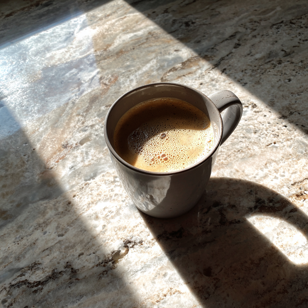 Eine Tasse Kaffee auf einem Tresen | Quelle: Midjourney
