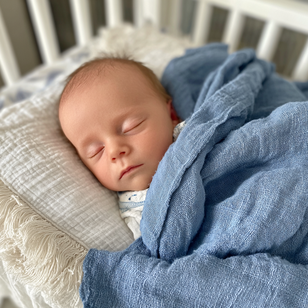 Śpiący chłopiec w łóżeczku | Źródło: Midjourney