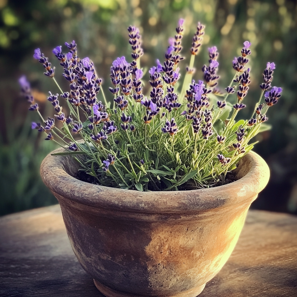 Eine Topfpflanze mit Lavendel | Quelle: Midjourney