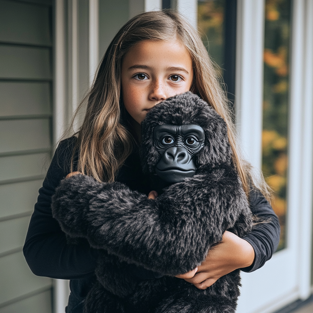 Junges Mädchen mit einem Gorilla-Halloweenkostüm | Quelle: Midjourney