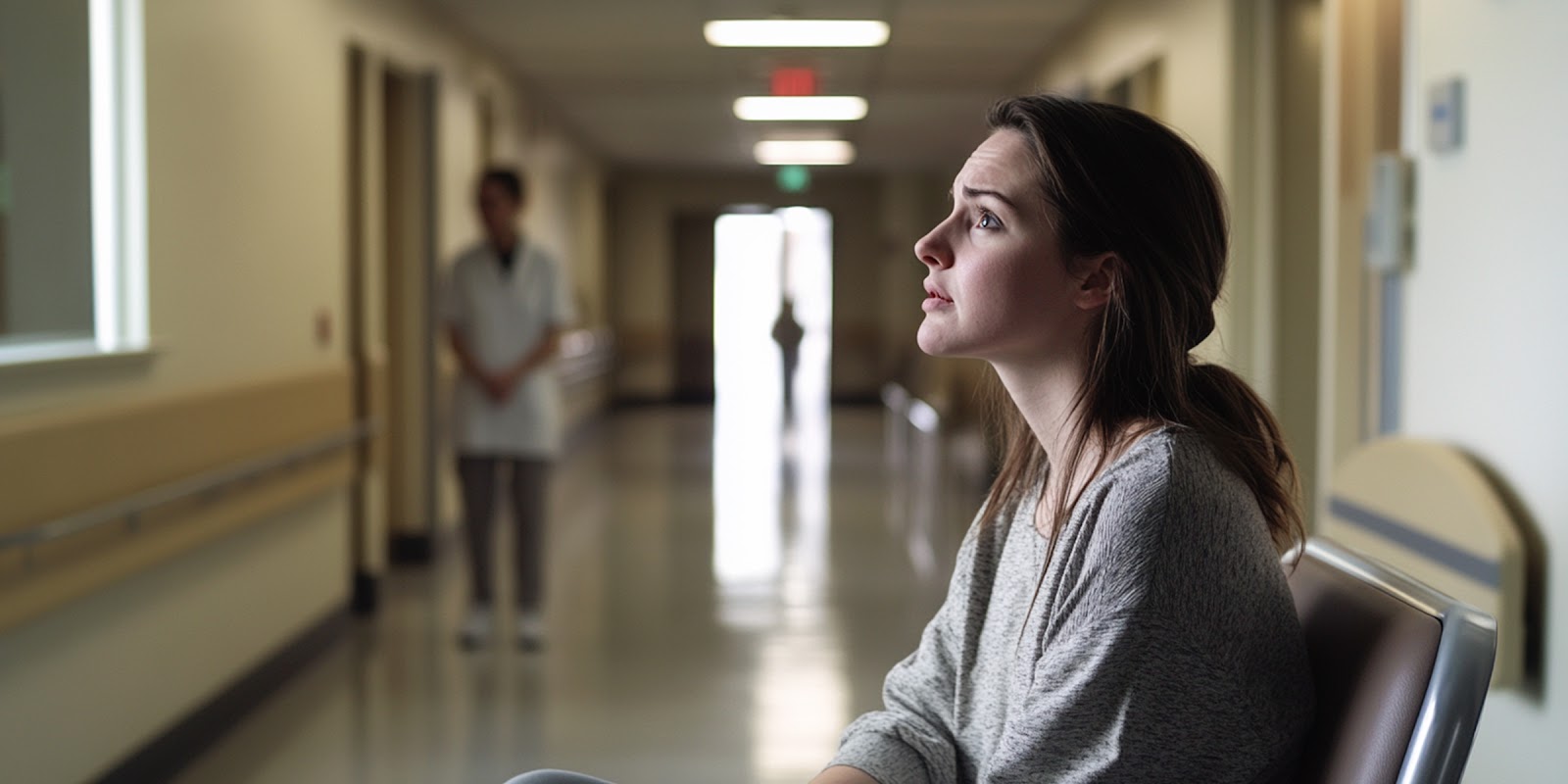 Eine Frau im Krankenhaus. | Quelle: Midjourney
