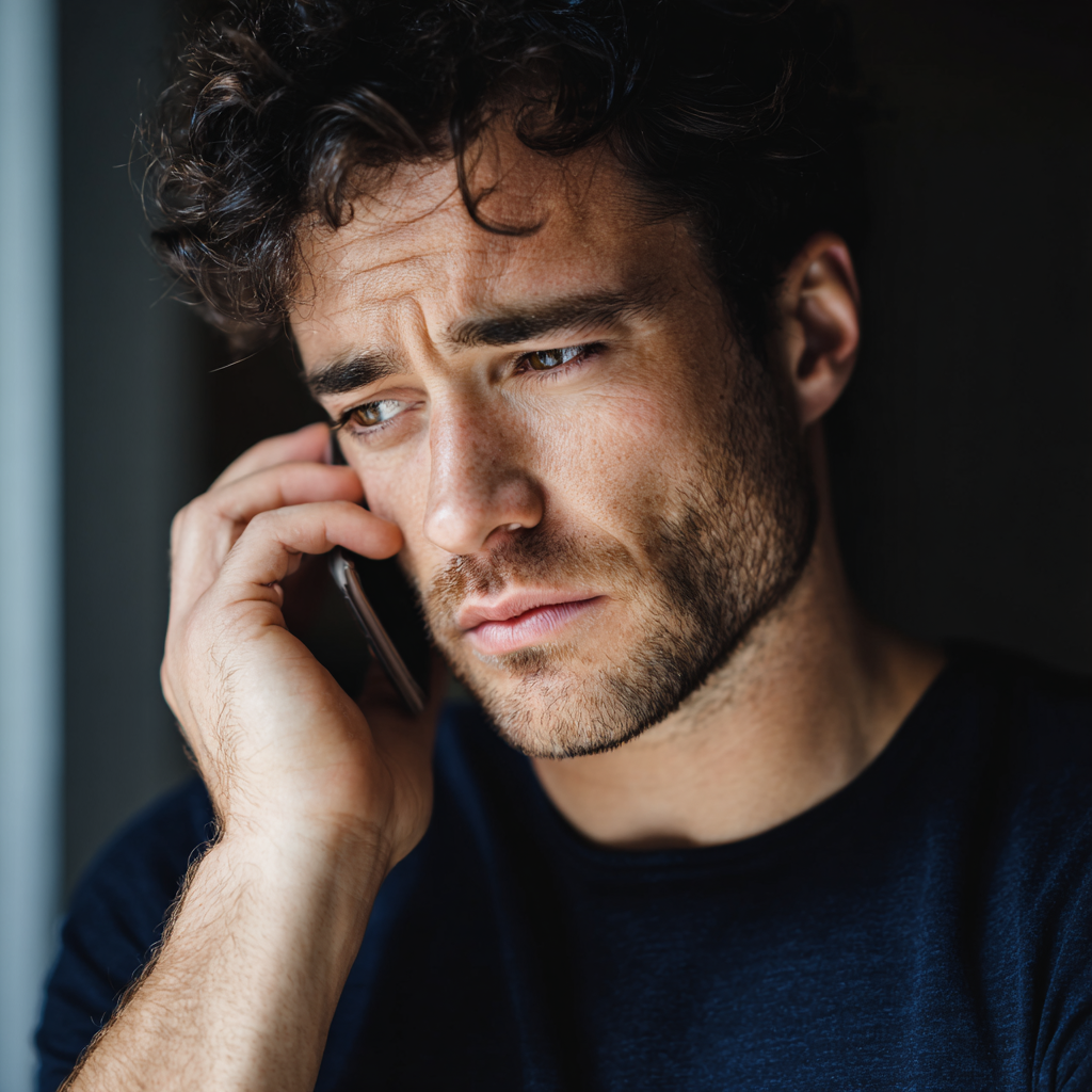 Ein besorgter Mann spricht am Telefon | Quelle: Midjourney