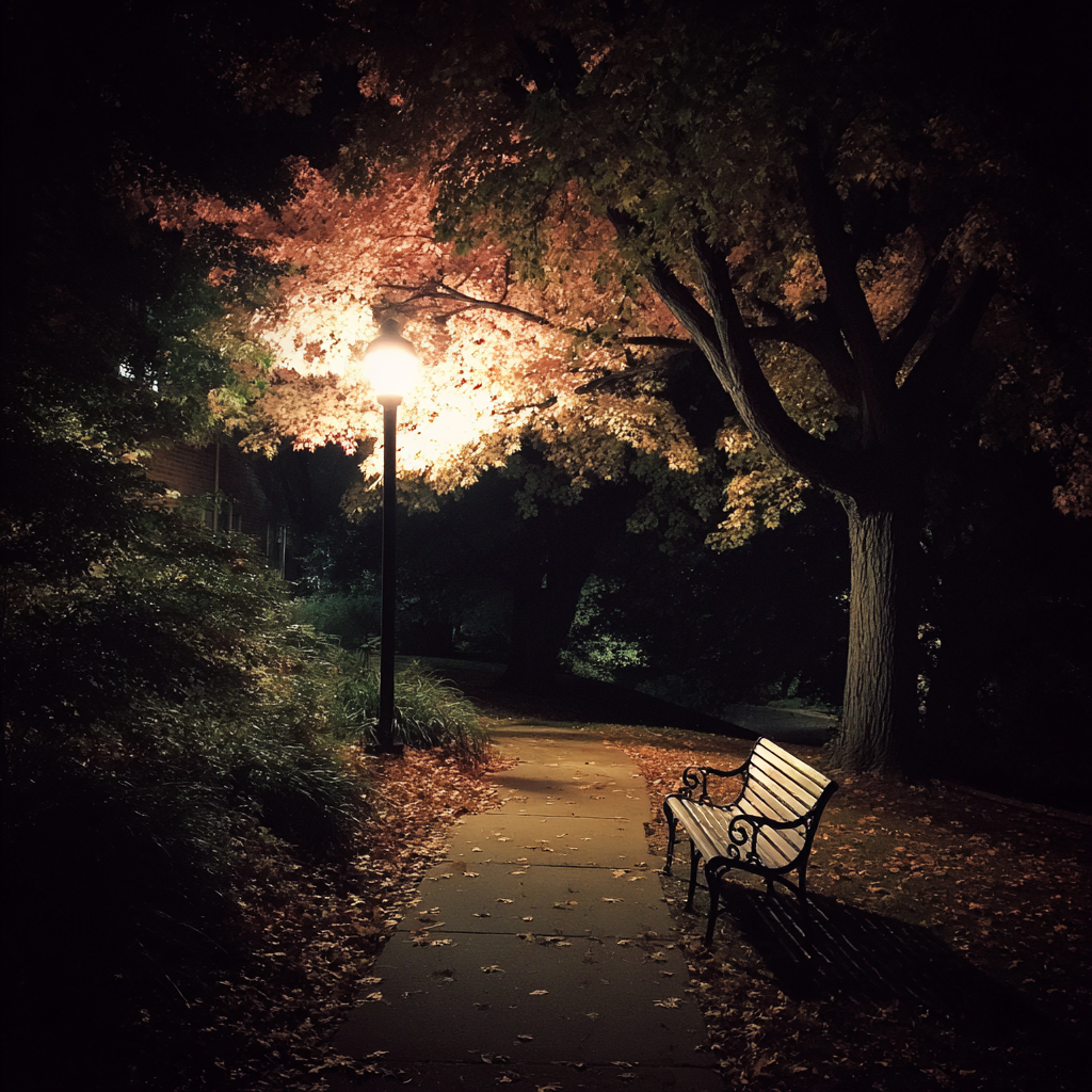 Eine Bank im Park | Quelle: Midjourney