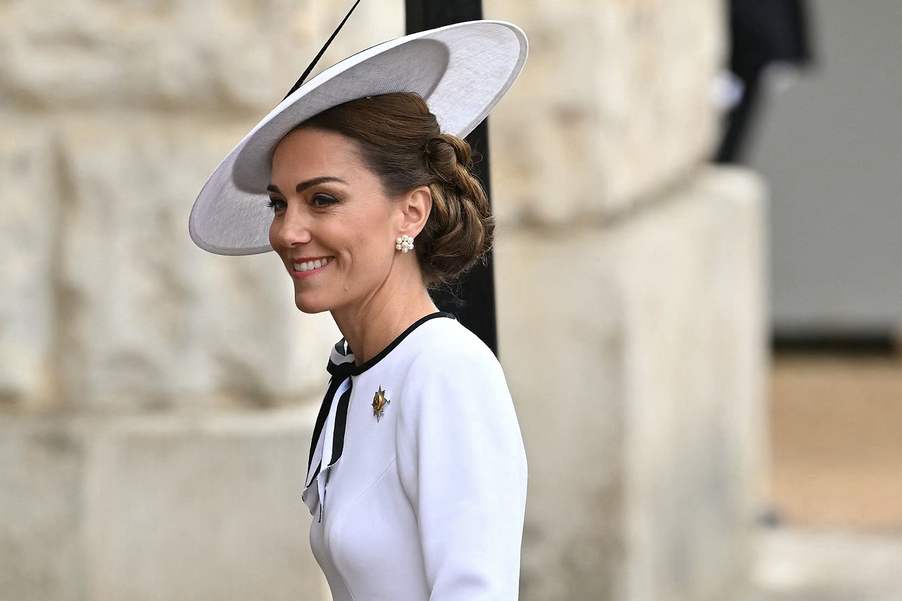 Catherine, Prinzessin von Wales, kommt zur Horse Guards Parade für die King's Birthday Parade "Trooping the Colour" in London am 15. Juni 2024 | Quelle: Getty Images