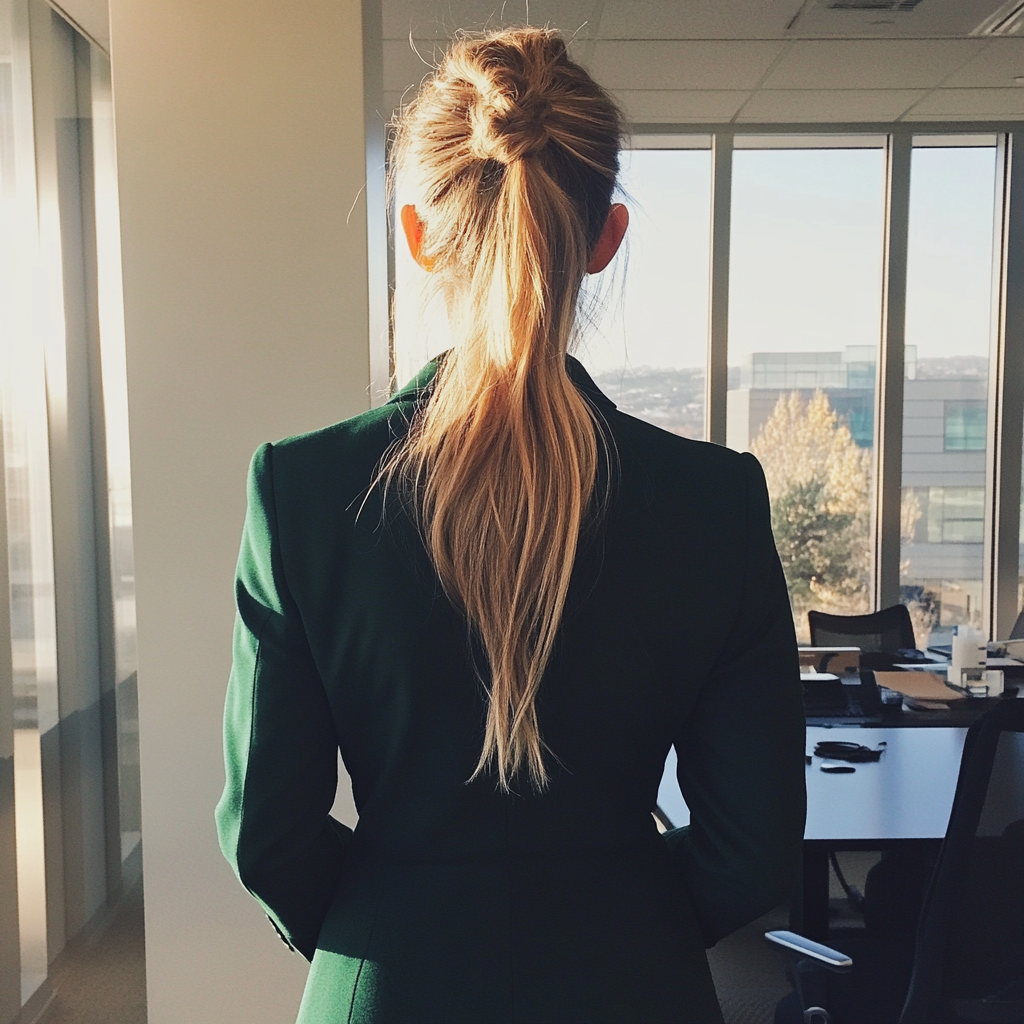 Eine Frau, die in einem Büro steht | Quelle: Midjourney