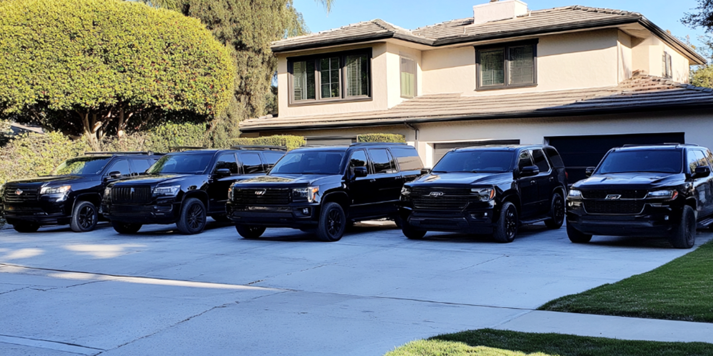 Schwarze SUVs in einer Einfahrt | Quelle: The Celebritist