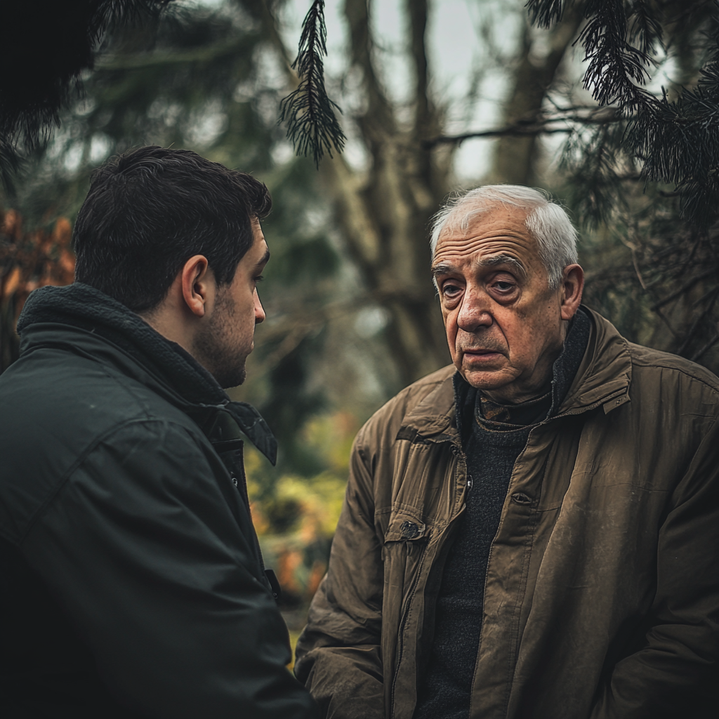 Sohn spricht mit seinem depressiven Vater | Quelle: Midjourney