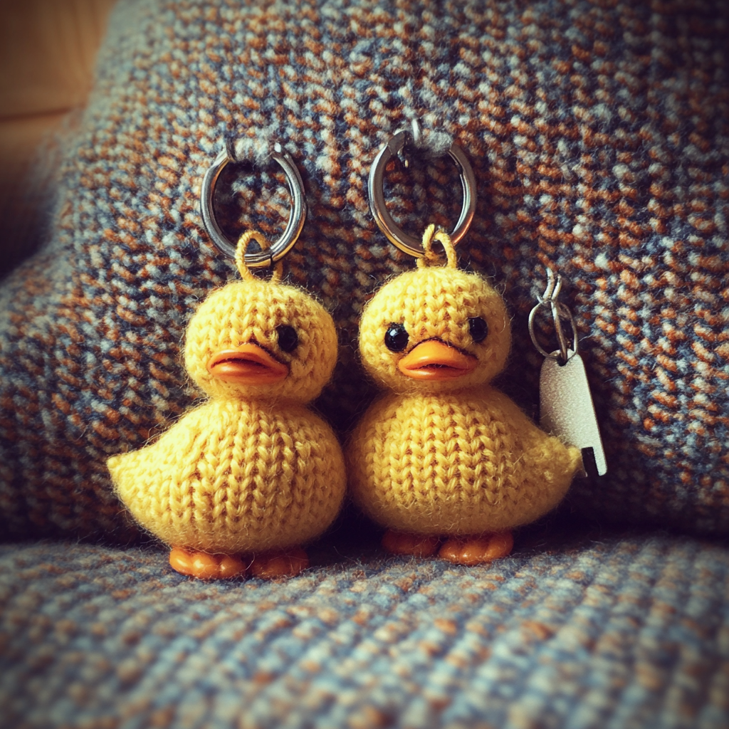 Gestrickte Enten-Schlüsselanhänger | Quelle: Midjourney