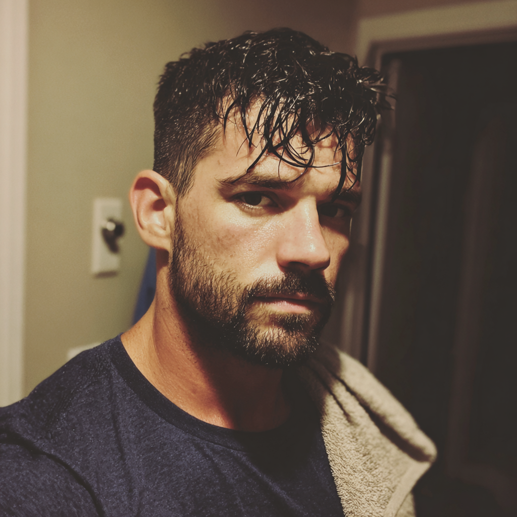 Zamyślony mężczyzna stojący w korytarzu | Źródło: Midjourney