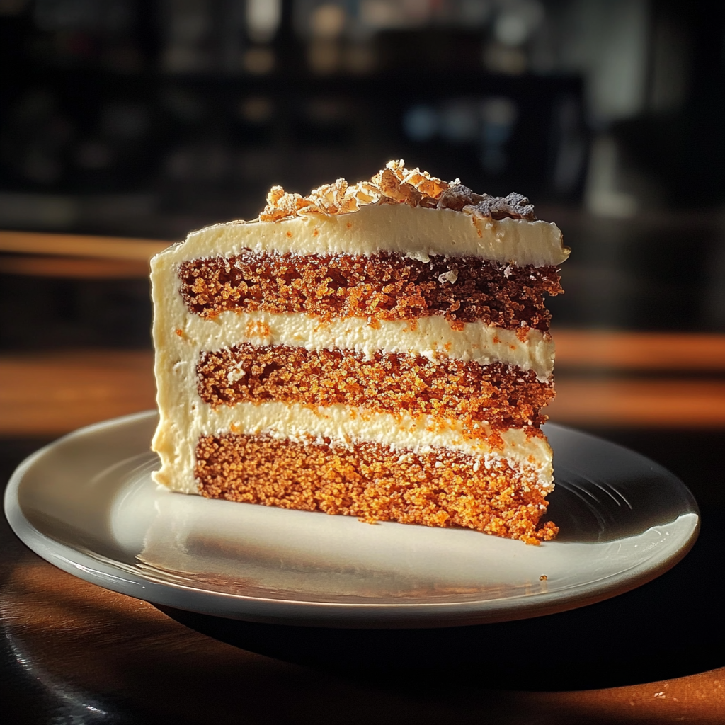 Ein Stückchen Karottenkuchen | Quelle: Midjourney