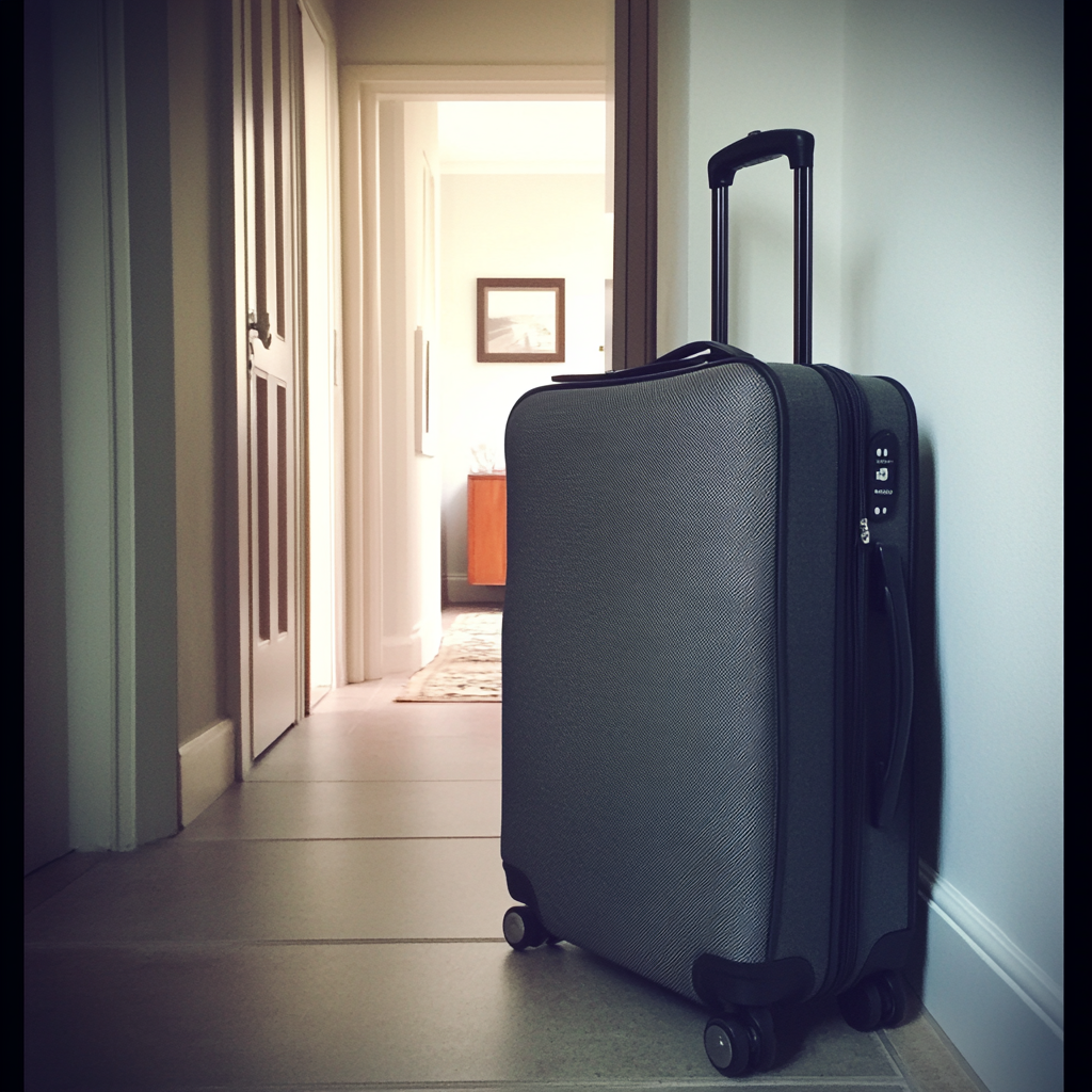 Ein Koffer steht in einem Flur | Quelle: Midjourney