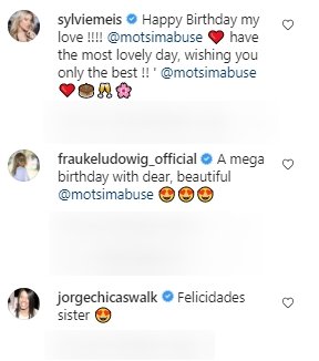 Screenshot des Kommentarbereichs unter dem Foto von Motsi Mabuse | Quelle: Instagram/motsimabuse