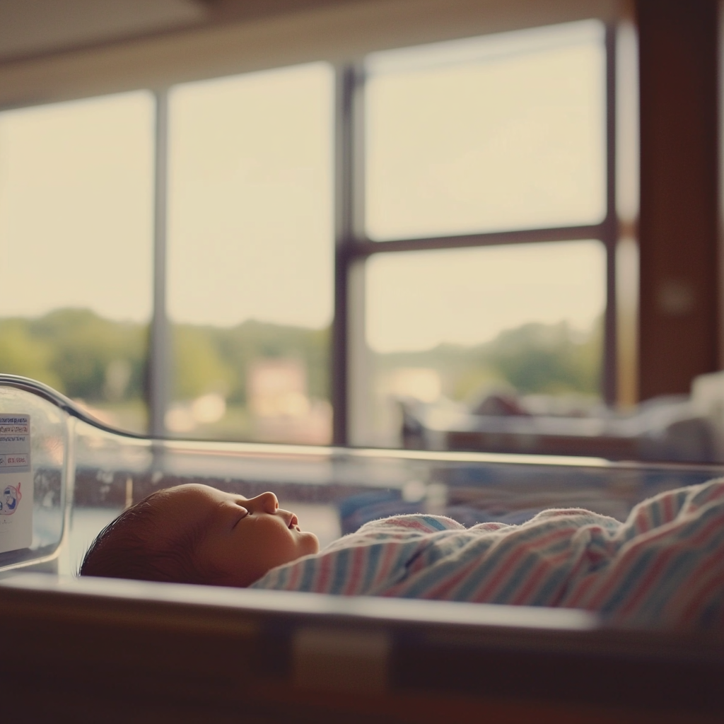 Ein Seitenprofil eines neugeborenen Babys | Quelle: Midjourney