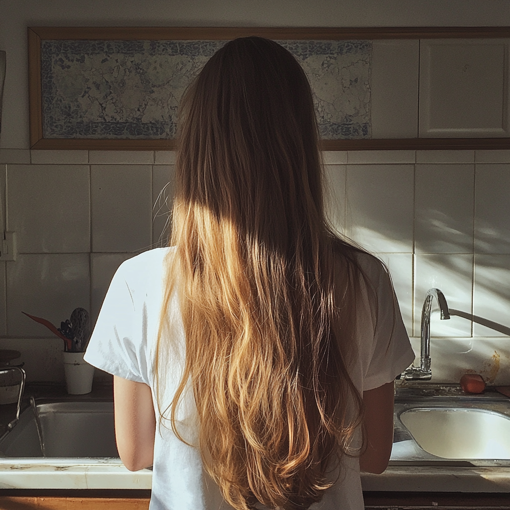 Ein Mädchen im Teenageralter, das an einer Spüle steht | Quelle: Midjourney