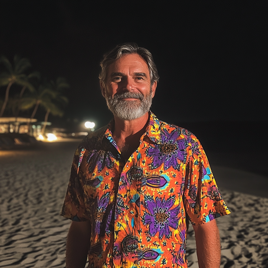 Ein lächelnder Mann, der ein Resort-Shirt trägt | Quelle: Midjourney