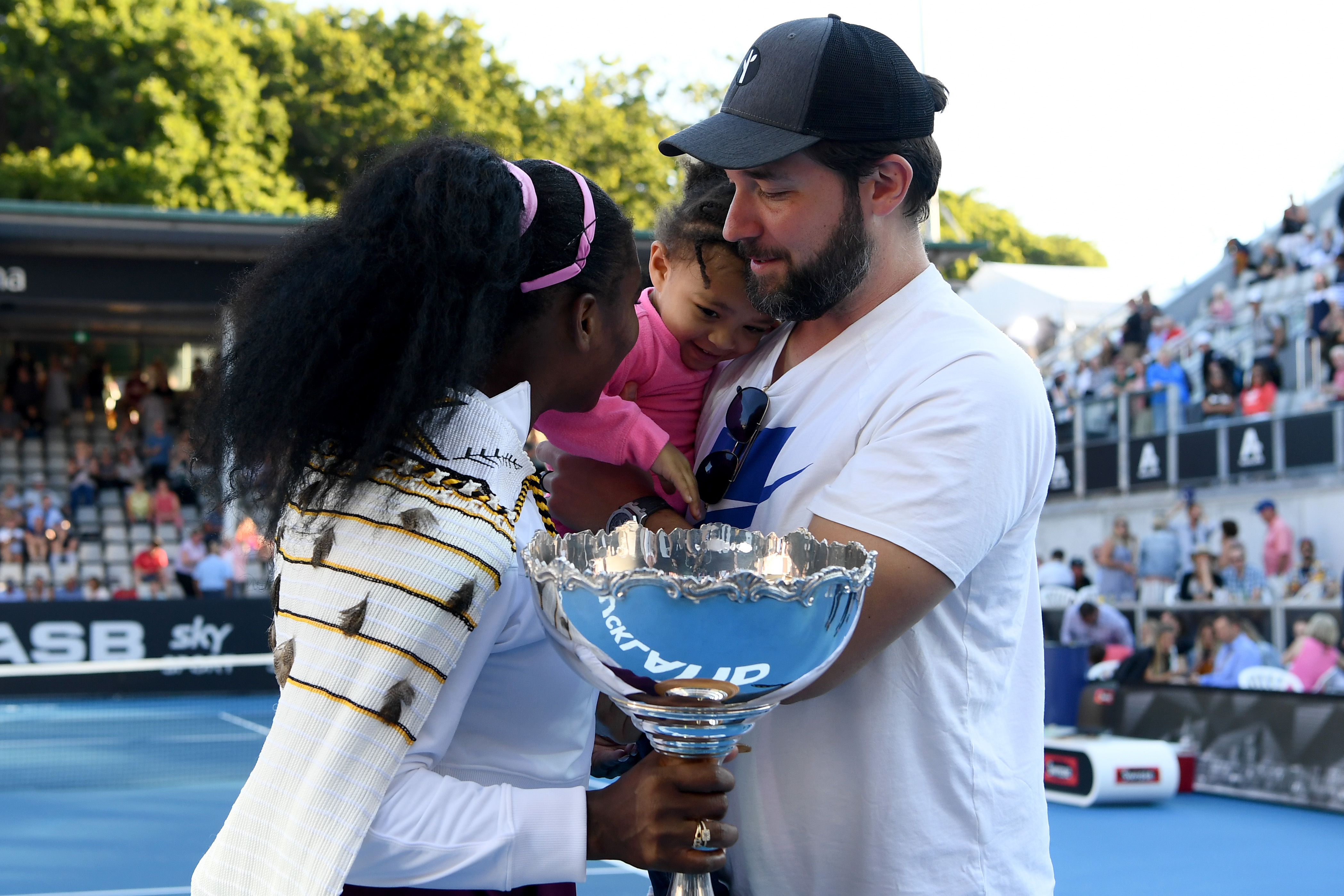 Alexis Olympia Ohanian, Serena Williams, und Alexis Ohanian am 12. Januar 2020 in Auckland, Neuseeland | Quelle: Getty Images