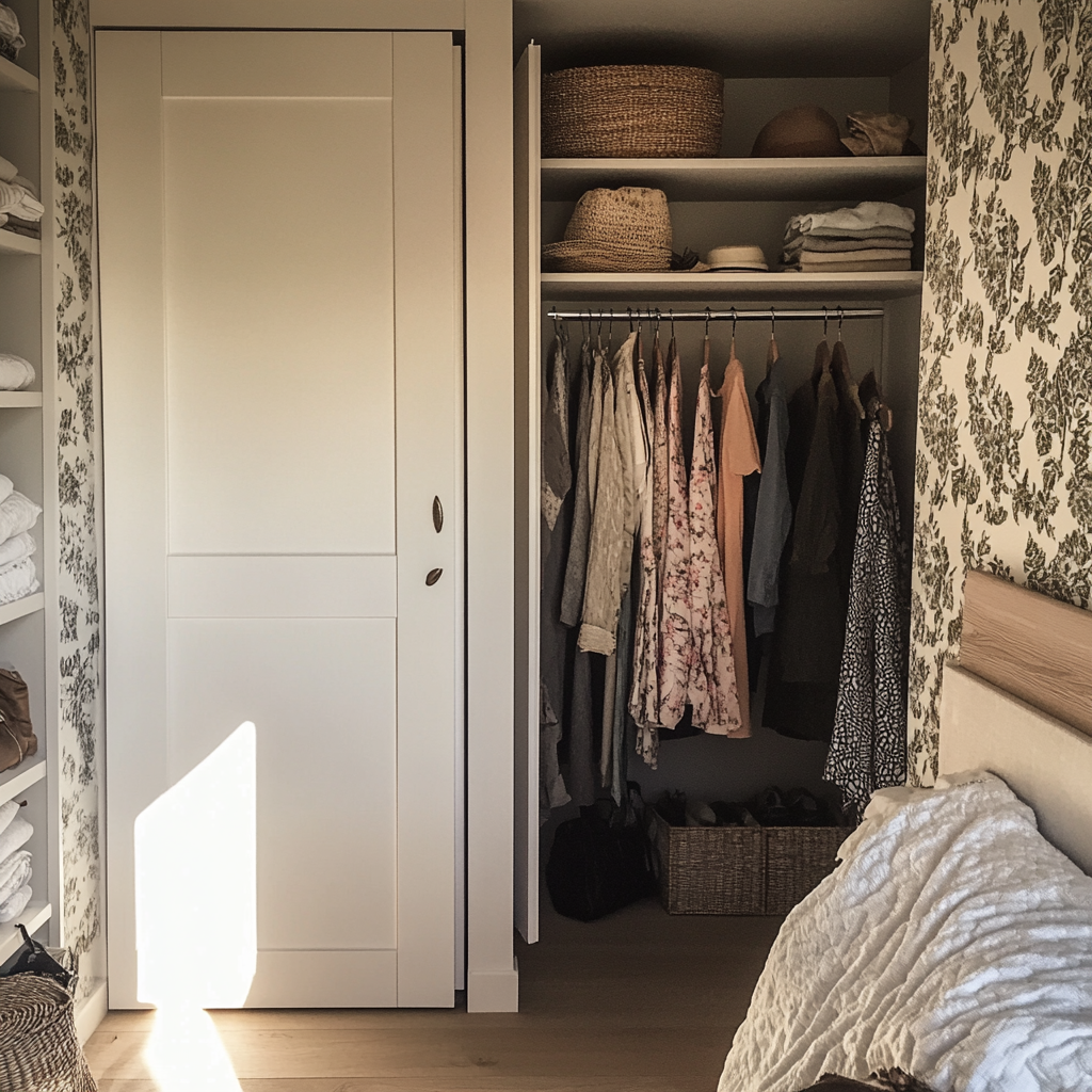 Ein Kleiderschrank in einem Schlafzimmer | Quelle: Midjourney
