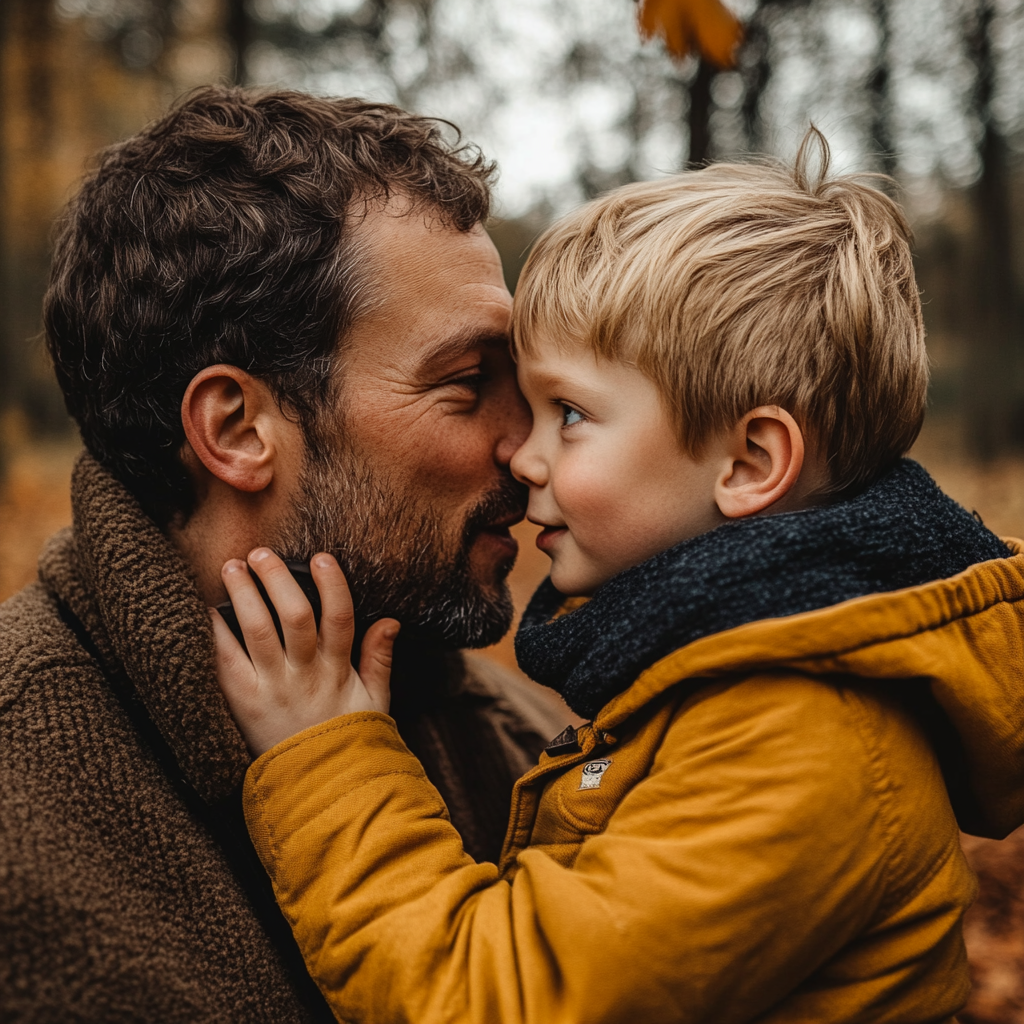 Ein Junge im Gespräch mit seinem Vater | Quelle: Midjourney