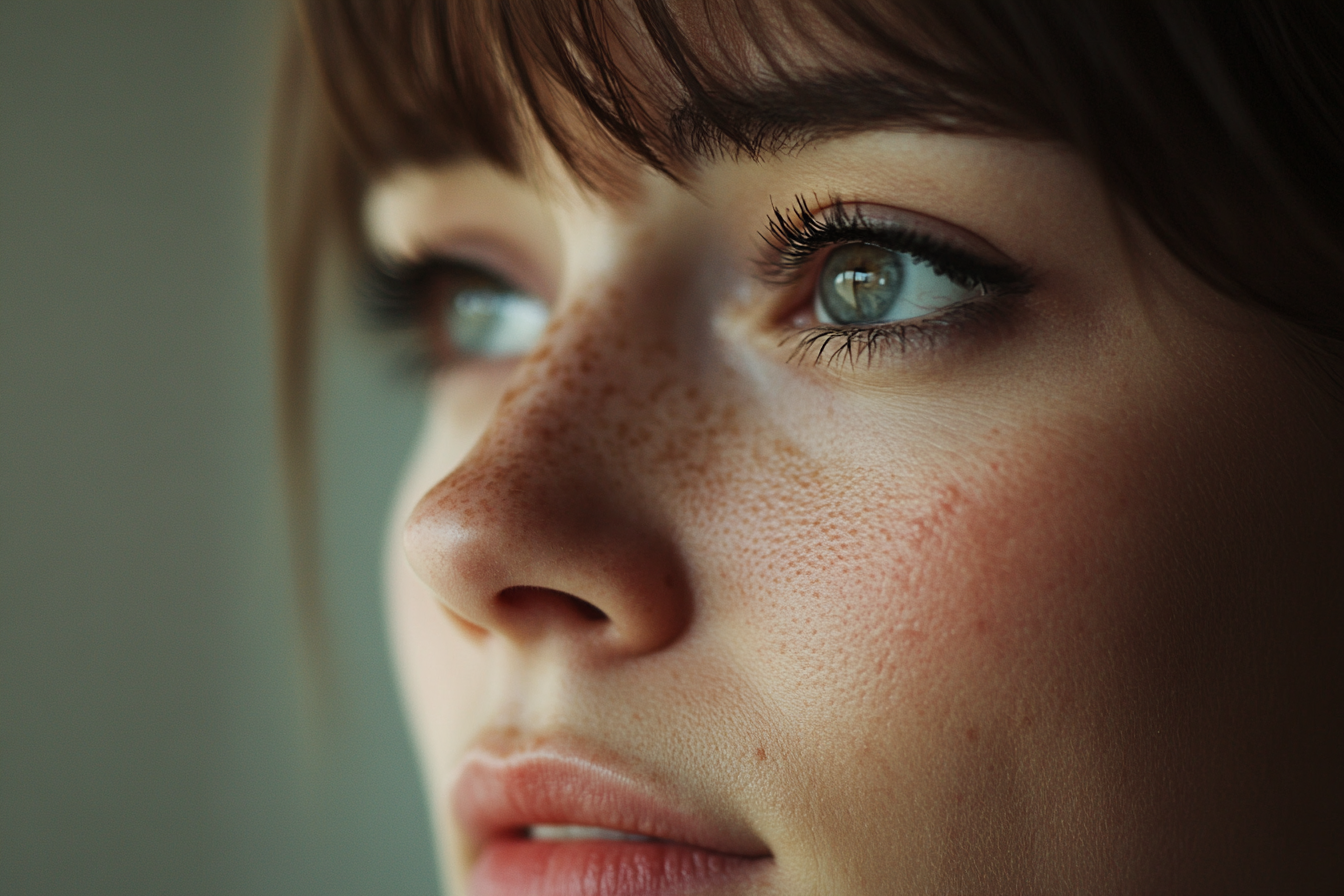 Eine Frau mit einem emotionalen Blick in ihren Augen | Quelle: Midjourney