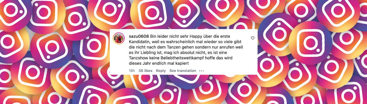 Nutzer zeigt sich enttäuscht über die neue Kandidatin | Quelle: Instagram/letsdance