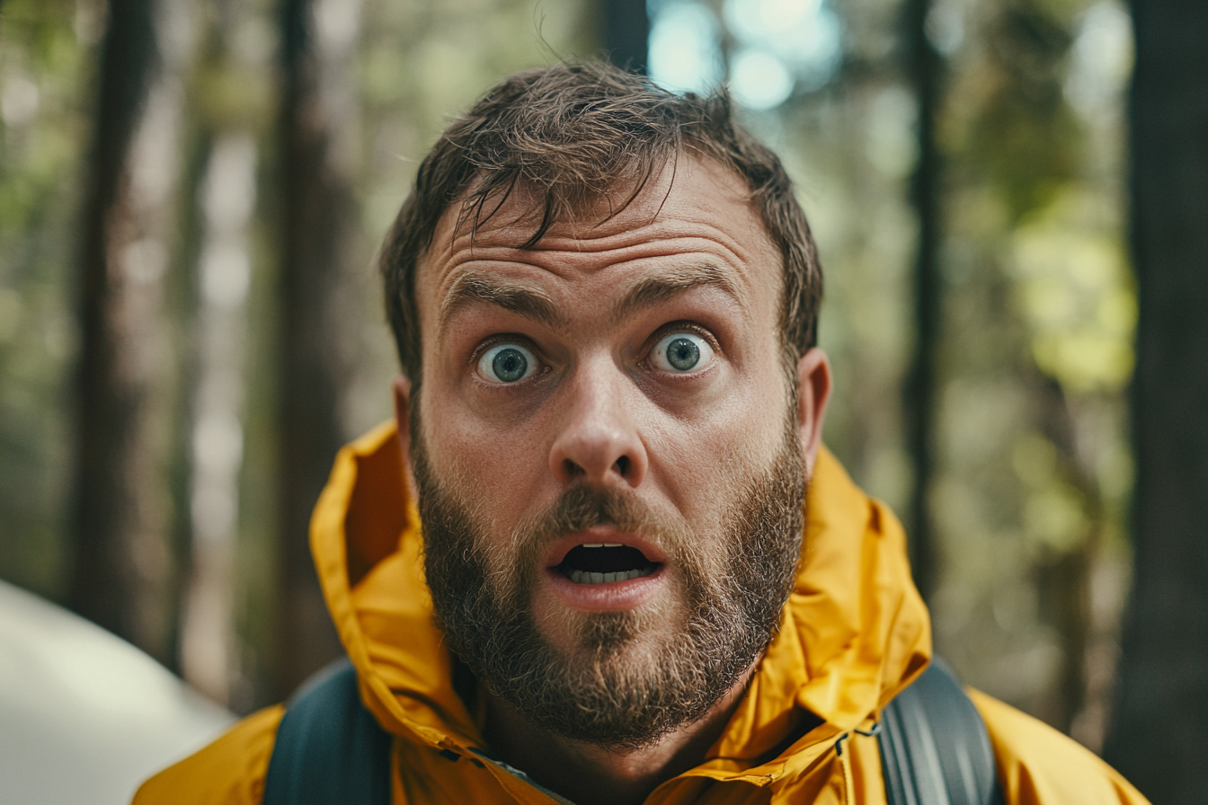 Ein Mann, der mit großen Augen starrt | Quelle: Midjourney