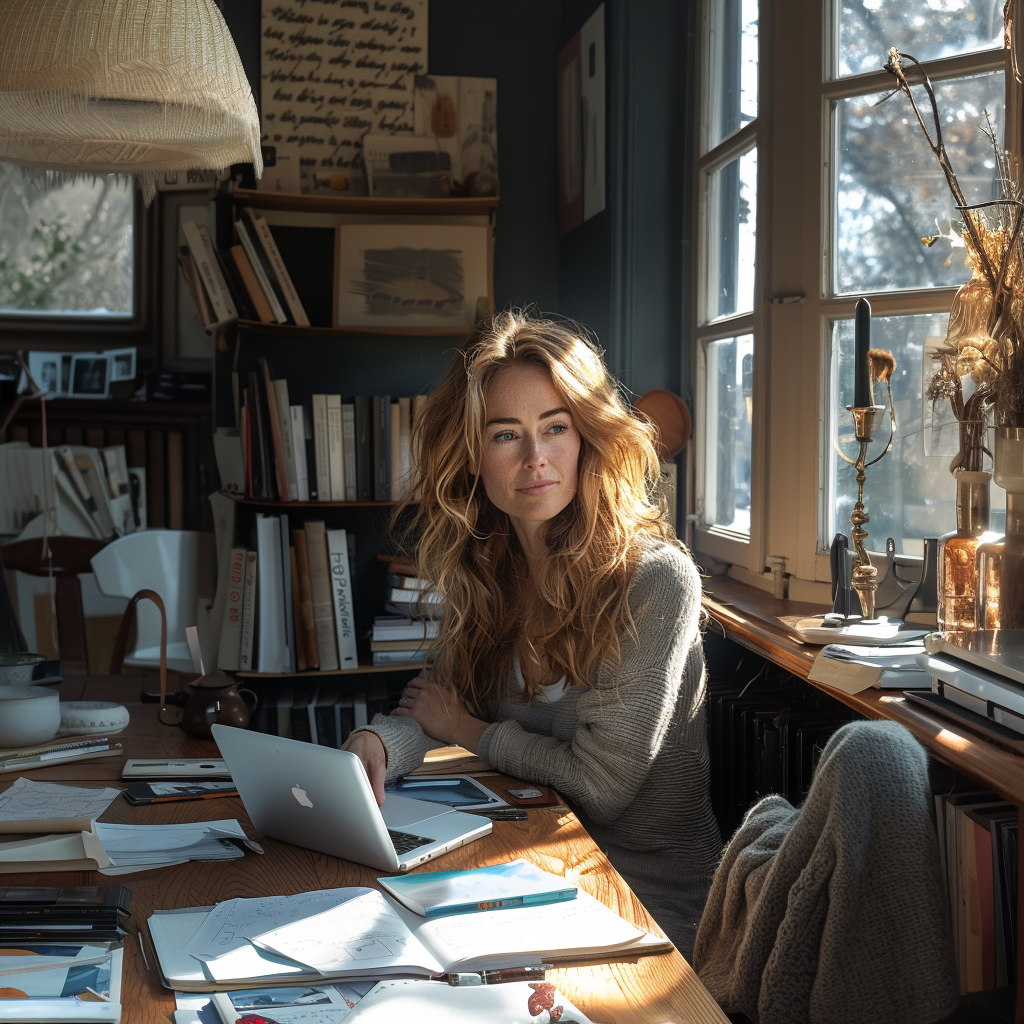 Jenna arbeitet in Teilzeit in ihrem Büro | Quelle: Midjourney