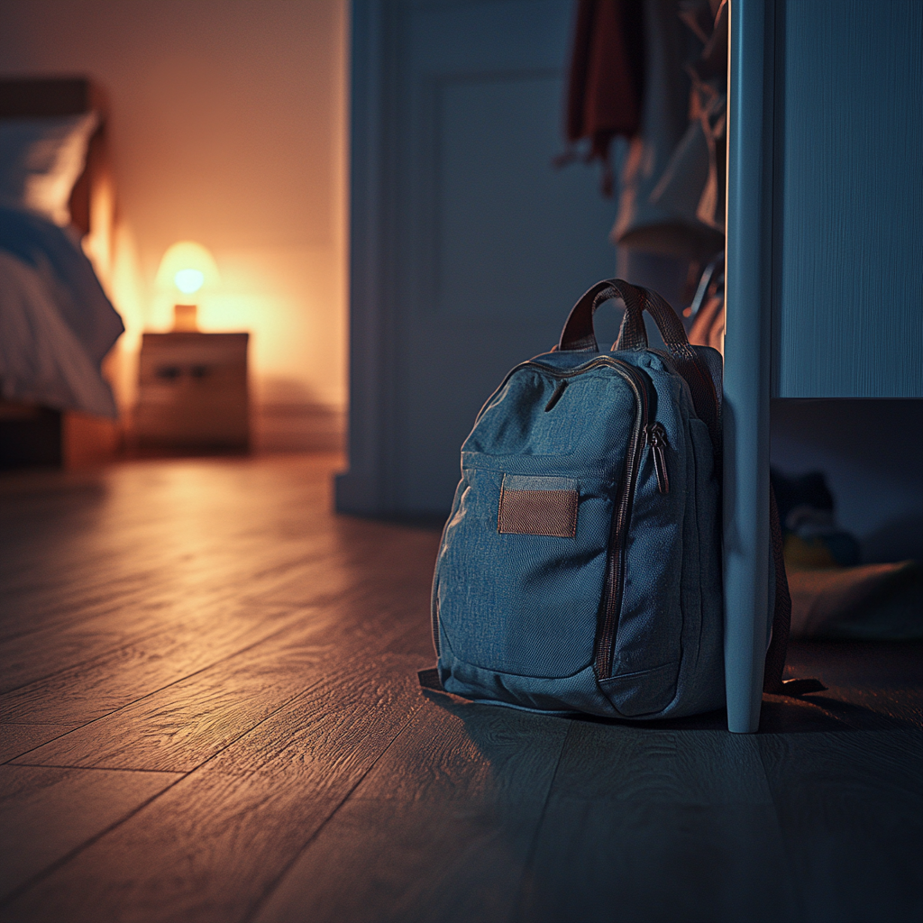 Der Rucksack eines Kindes in seinem Zimmer | Quelle: Midjourney