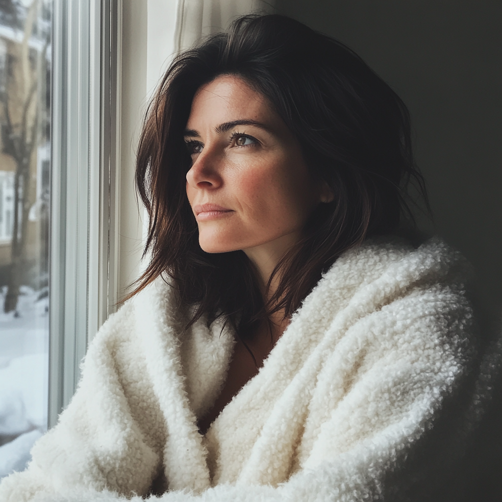 Eine Frau, die aus dem Fenster schaut | Quelle: Midjourney