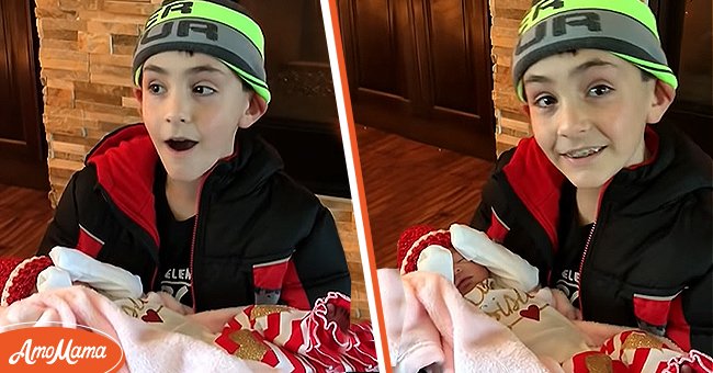 10-jähriger Junge, der mit einem neuen Geschwisterchen überrascht wurde. | Quelle: YouTube/Love What Matters