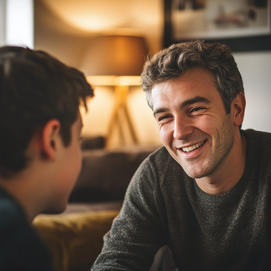 Ein Vater im Gespräch mit seinem Sohn | Quelle: Midjourney