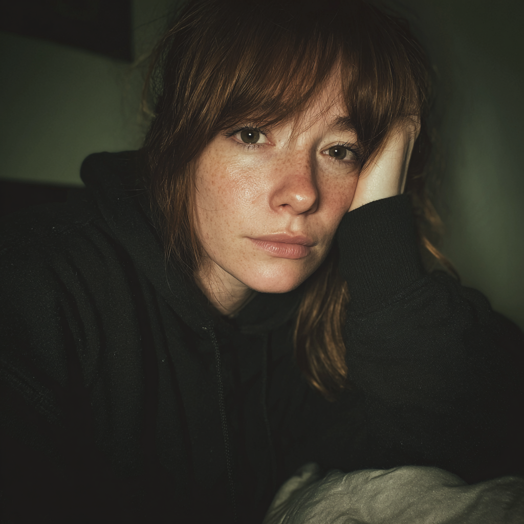 Eine Nahaufnahme einer aufgebrachten Frau | Quelle: Midjourney