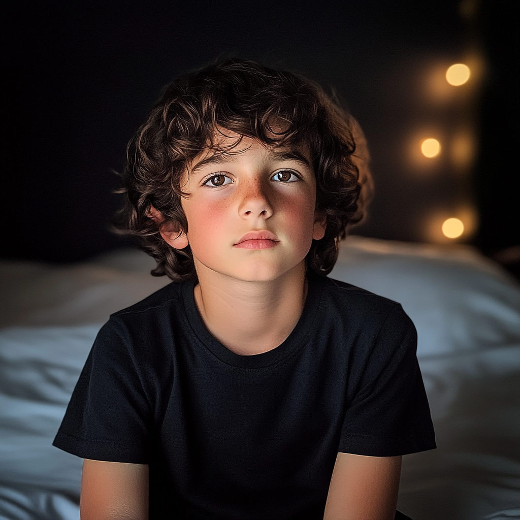 Ein Junge sitzt auf seinem Bett | Quelle: Midjourney