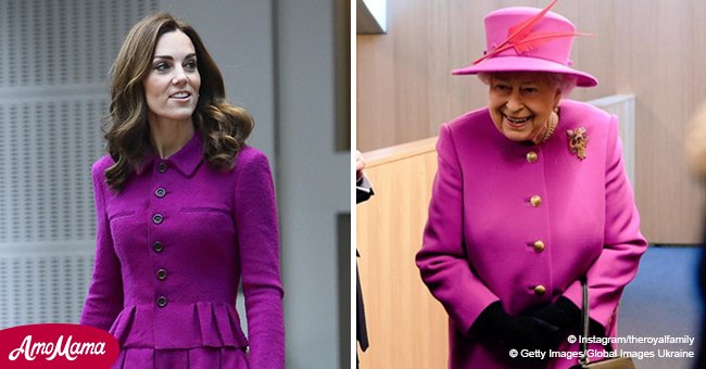 Kate Middleton zieht sich wie die Queen an und besucht die Oper in einem tiefroten Mantel