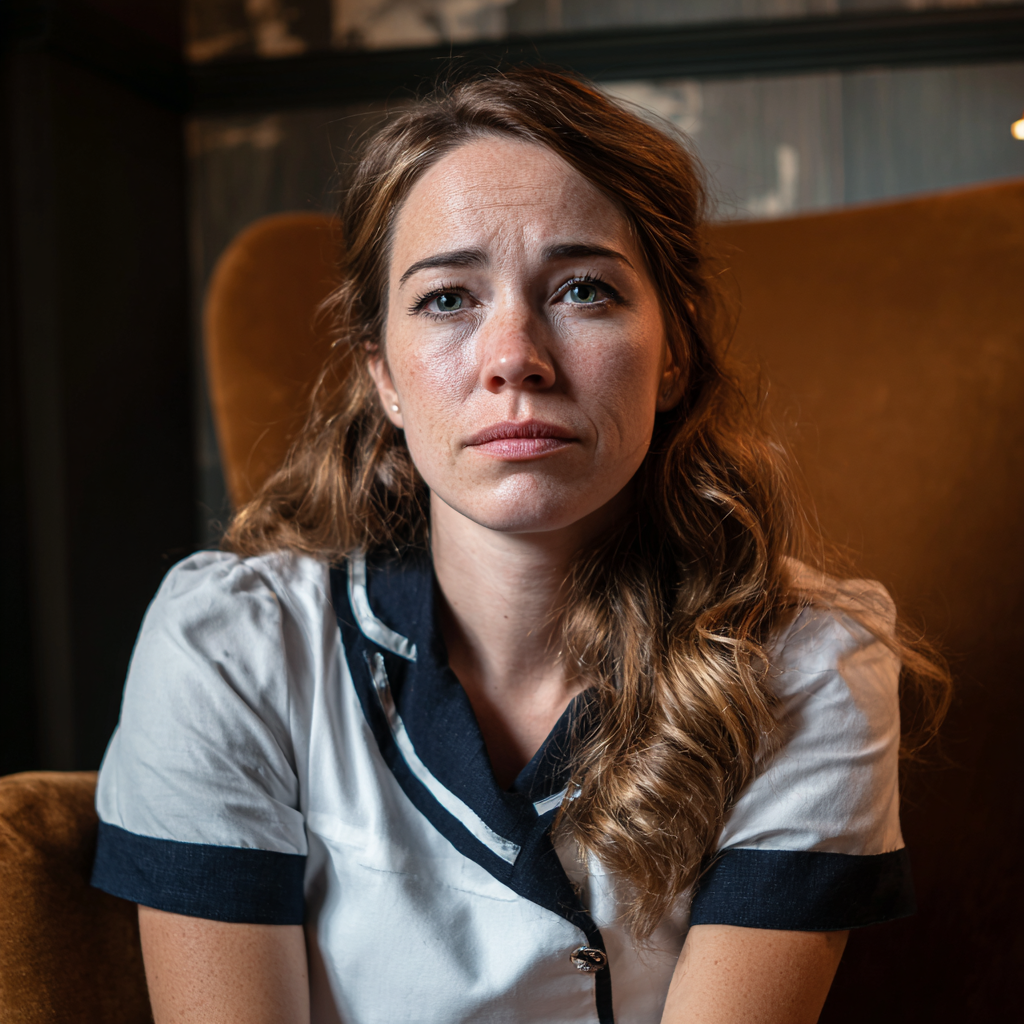 Eine emotionale Frau in Uniform | Quelle: Midjourney