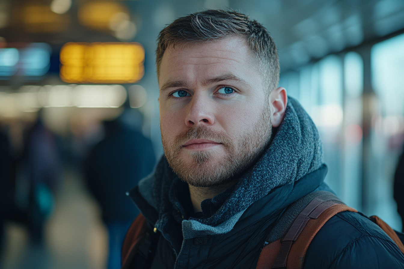 Ein Mann, der an einem Flughafen steht | Quelle: Midjourney